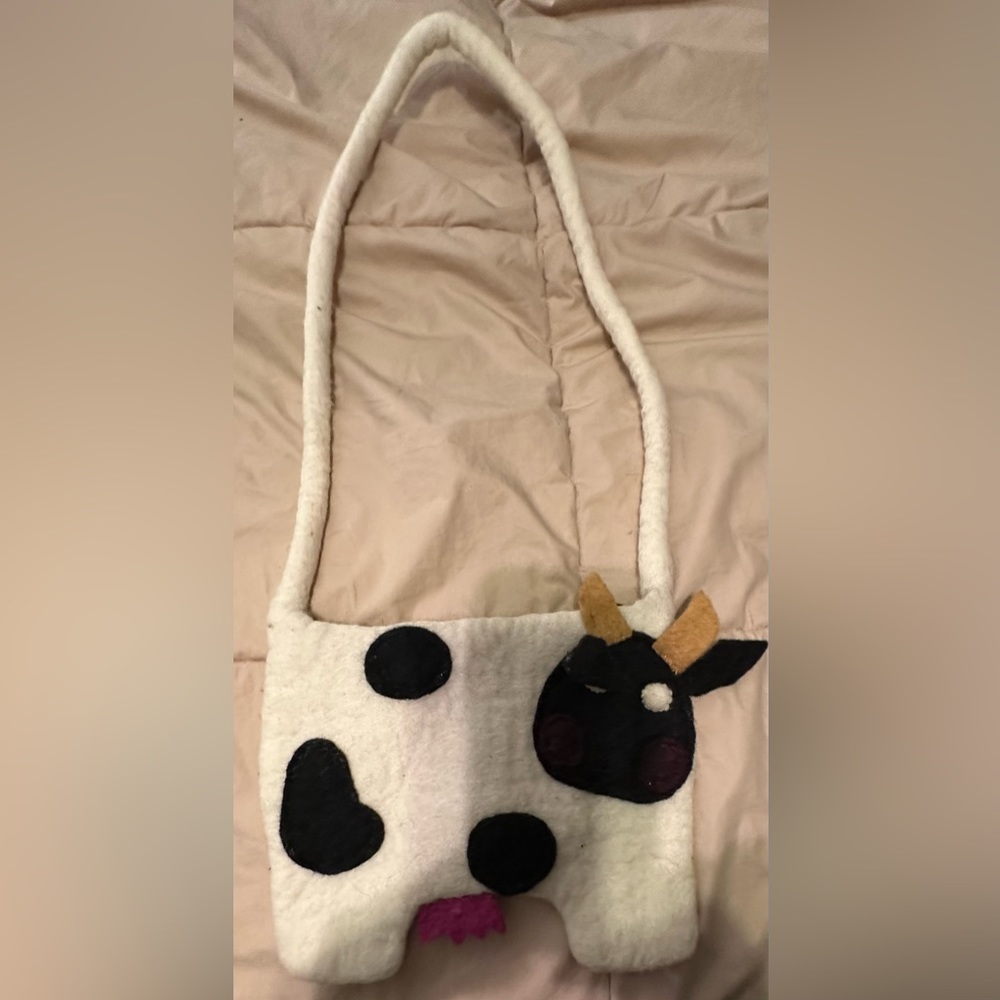 Girls Faux Fur Cow Purse